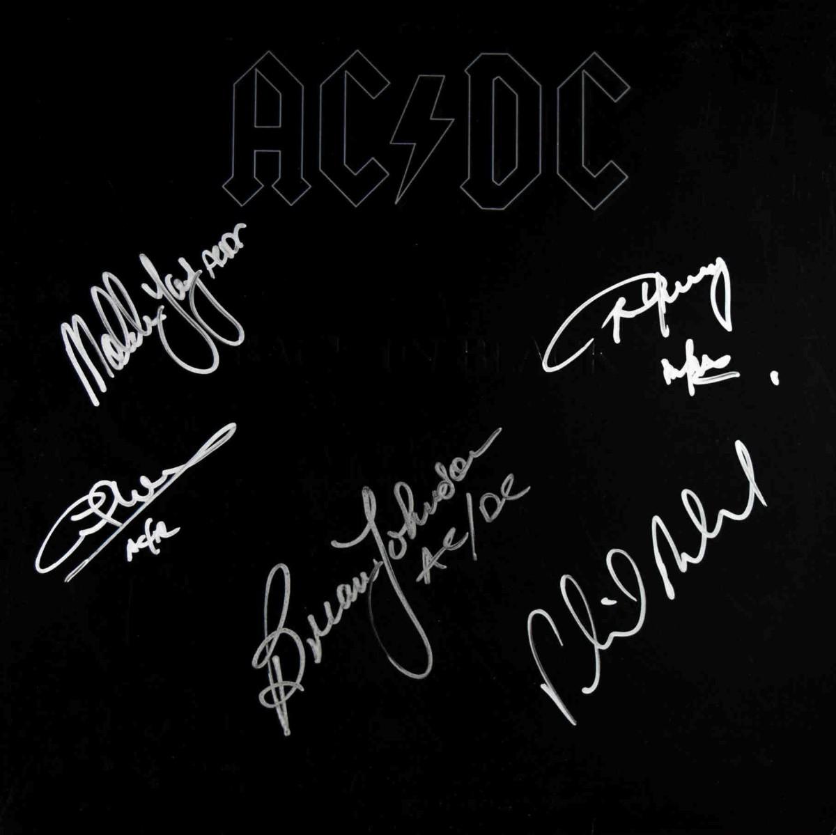 AC/DC Back in Black signed album | EstateSales.org