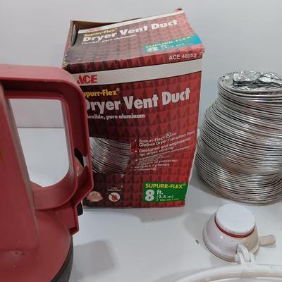 Dryer vent pipes and a flashlight