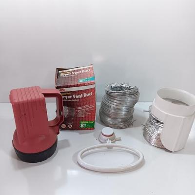 Dryer vent pipes and a flashlight