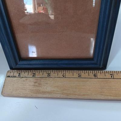 Wooden slat wall sign " Hello Beautiful" with a blue picture frame for the Beautiful's picture