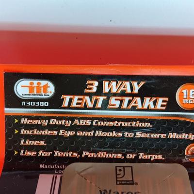 Six ABS bright orange 3-way 16-inch heavy duty tent /Pavillion / Tarp stakes