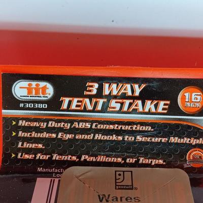 Six ABS bright orange 3-way 16-inch heavy duty tent /Pavillion / Tarp stakes