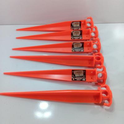 Six ABS bright orange 3-way 16-inch heavy duty tent /Pavillion / Tarp stakes