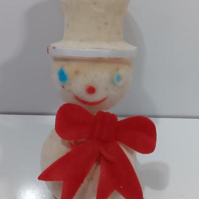 Christmas flocked snowman Creations Corp. 1971 Hong Kong