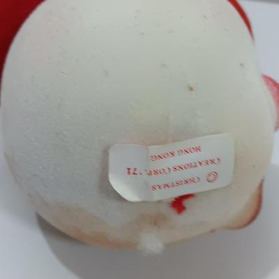 Christmas flocked snowman head with cigar Creations Corp. 1971 Hong Kong