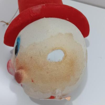 Christmas flocked snowman head with cigar Creations Corp. 1971 Hong Kong
