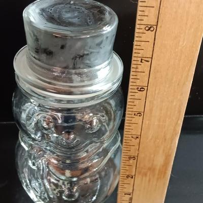 Clear glass Jar Snow man with hat