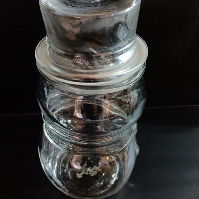 Clear glass Jar Snow man with hat