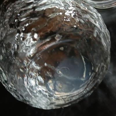 Vintage glass Snowman with hat textured clear glass
