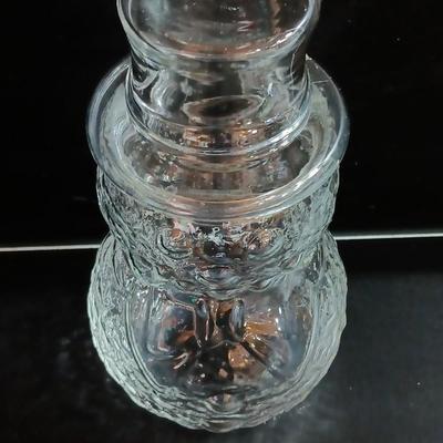 Vintage glass Snowman with hat textured clear glass