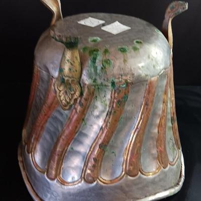 Vintage aluminum and copper claw footed metal planter