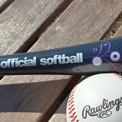 Easton softball bat with baseball
