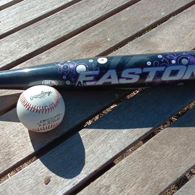 Easton softball bat with baseball