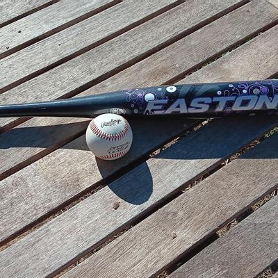 Easton softball bat with baseball