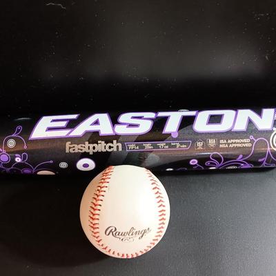 Easton softball bat with baseball