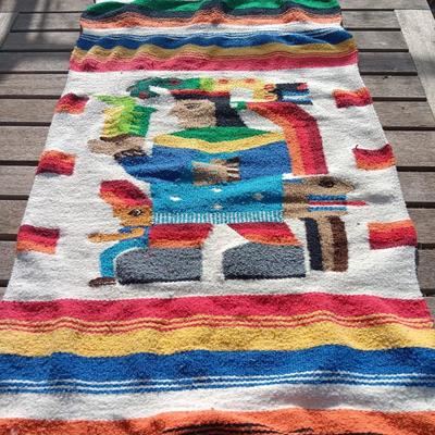 Vintage Hand-Woven Wool Tapestry