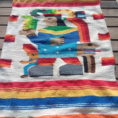 Vintage Hand-Woven Wool Tapestry