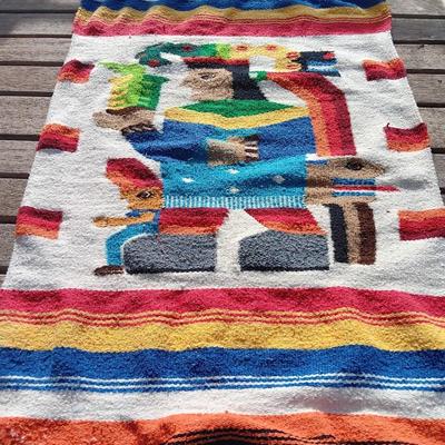 Vintage Hand-Woven Wool Tapestry