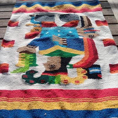 Vintage Hand-Woven Wool Tapestry