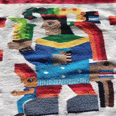 Vintage Hand-Woven Wool Tapestry