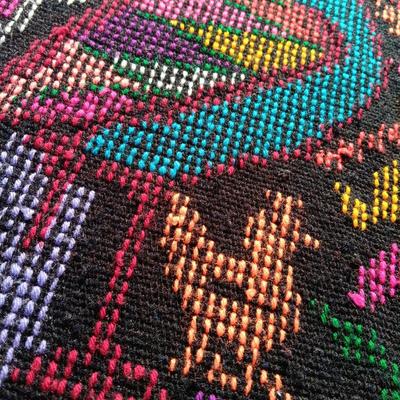 Black Peacock Design woven linen for wear or decor