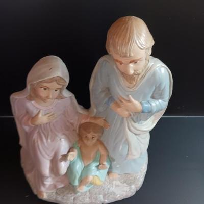 Vintage Ceramic Holy Family Nativity Statue Figurine 1989 12"