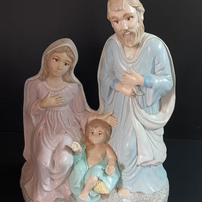 Vintage Ceramic Holy Family Nativity Statue Figurine 1989 12"