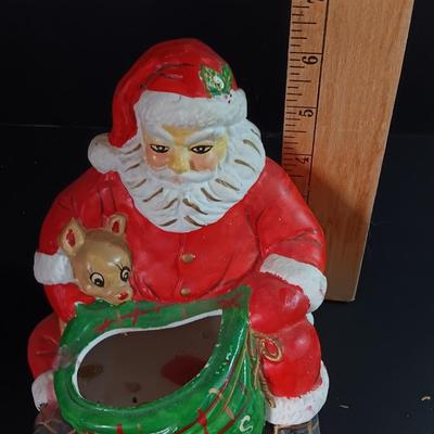 Vintage ceramic Santa with toy bag planter
