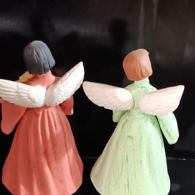 Two vintage ceramic angels with instruments