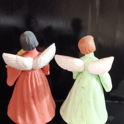 Two vintage ceramic angels with instruments