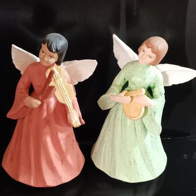 Two vintage ceramic angels with instruments
