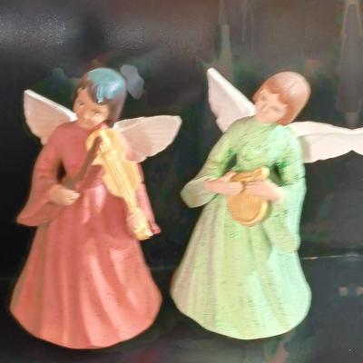 Two vintage ceramic angels with instruments