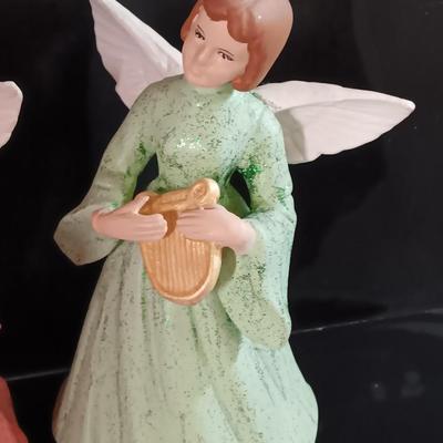 Two vintage ceramic angels with instruments
