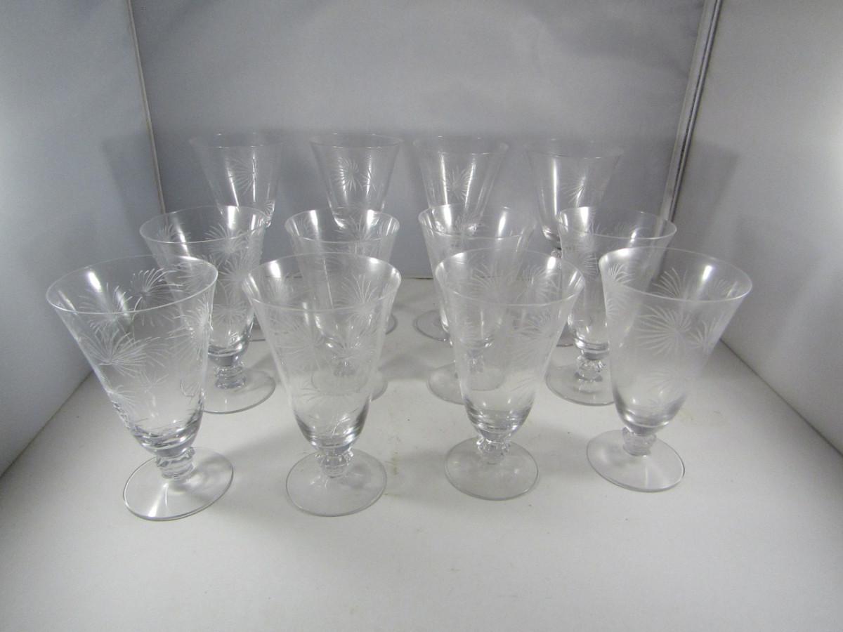 Etched Crystal Stemware Two Sizes Approx 12 Pieces