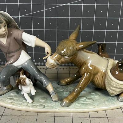 RARE! LLADRO Boy with Donkey and Dog. Water Jugs No.. 5178 