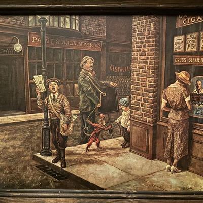  LEE DUBIN THE NEWS HAWKER FRAMED ART PRINT