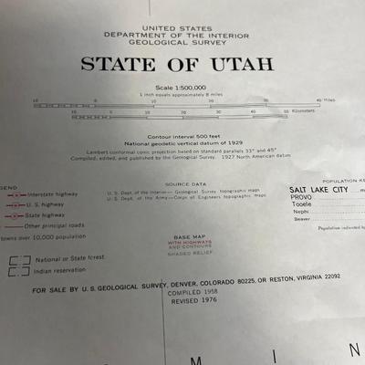 USGS Topographical Map of UTAH Dated 1976
