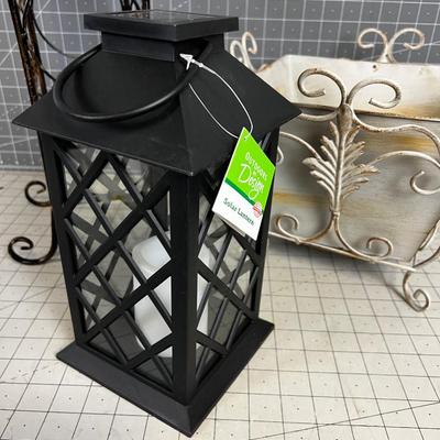 Decorative Metal Item: Candle Lantern, Wine Etc. (3 pieces) 