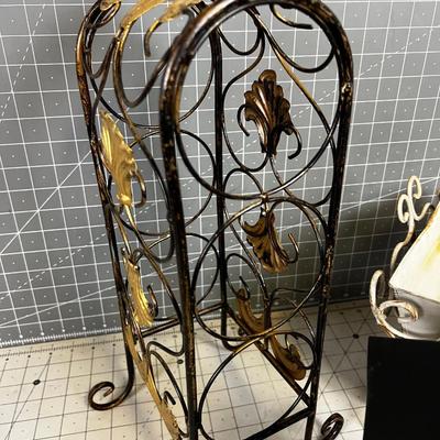 Decorative Metal Item: Candle Lantern, Wine Etc. (3 pieces) 