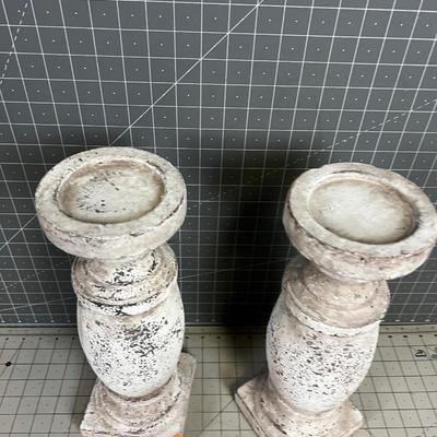 2 Pilar Candle Sticks Terracotta Indoor / Outdoor 
