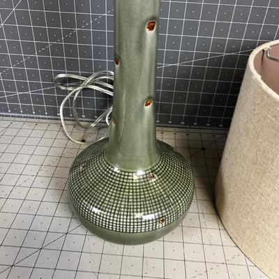 Small Table Lamp, Green Ceramic