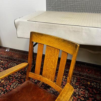 Arts & Crafts Rocking Chair, Reddish Seat HAS A FEW REPAIRS ON IT! 