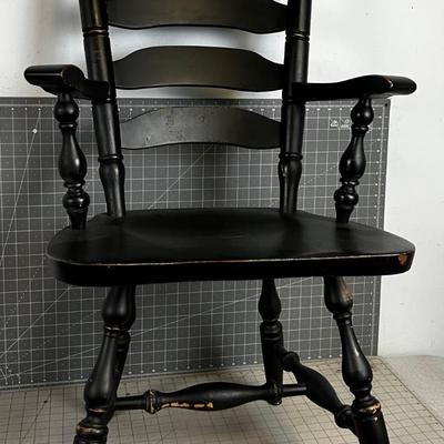 Colonial Style Black Painted Wood Arm Chair