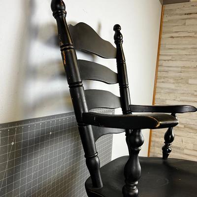 Colonial Style Black Painted Wood Arm Chair