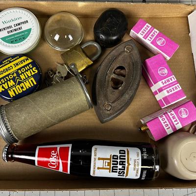 Box of Do Da's: Tins, Irons, Lightbulbs
