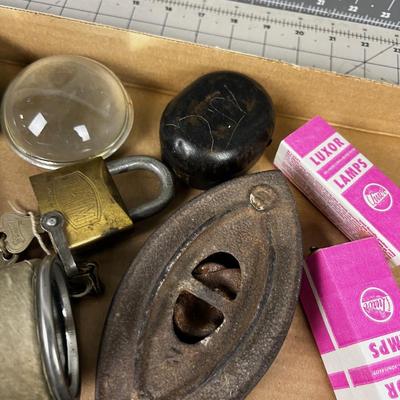 Box of Do Da's: Tins, Irons, Lightbulbs