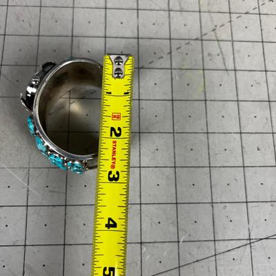 Vintage Old Pawn Silver and Turquoise Watch Cuff Marked FG 