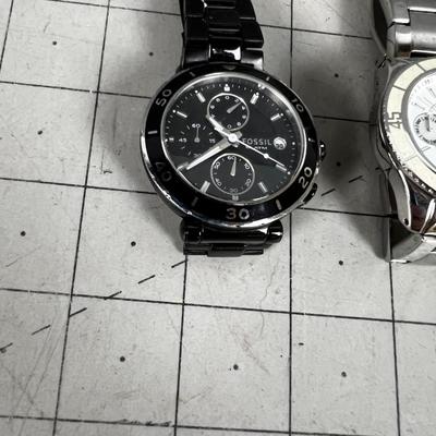2 Fossil Watches Black & White 