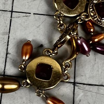 Lavender Stone with Coppery Pearl Teardrop Shape Chocker Necklace
