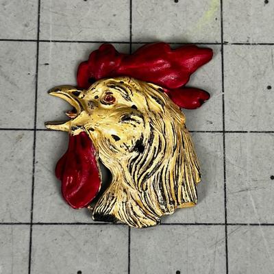Tin Rooster HEAD Applique 2" Circa 1930's 